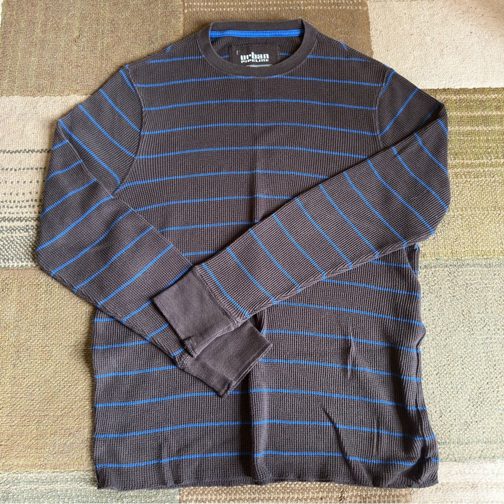 Brown and Blue Striped Shirt
